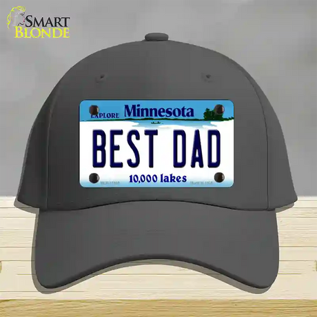 Best Dad Minnesota State Novelty License Plate Hat Cotton / Charcoal