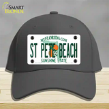 St Pete Beach Florida Novelty License Plate Hat Cotton / Charcoal