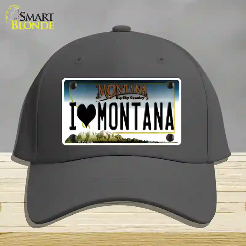 I Love Montana State Novelty License Plate Hat Cotton / Charcoal