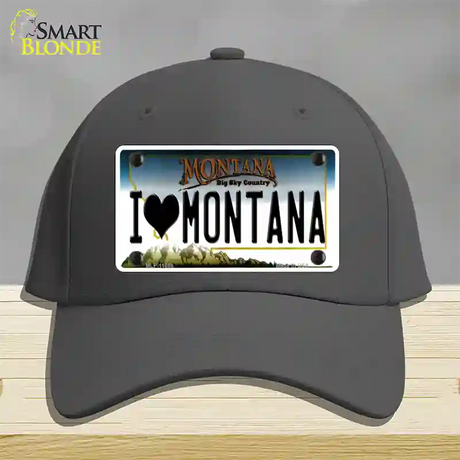 I Love Montana State Novelty License Plate Hat Cotton / Charcoal