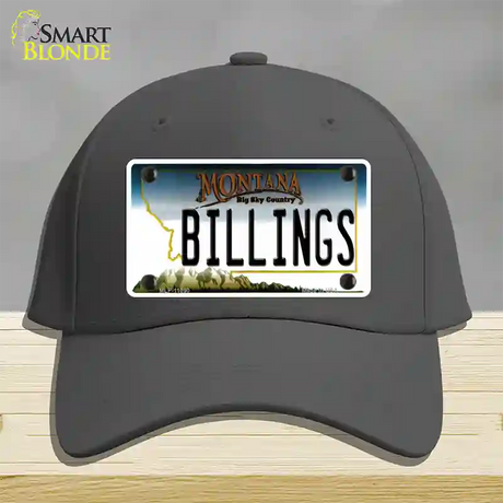 Billings Montana State Novelty License Plate Hat Cotton / Charcoal