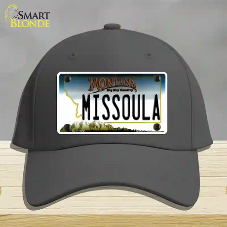 Missoula Montana State Novelty License Plate Hat Cotton / Charcoal