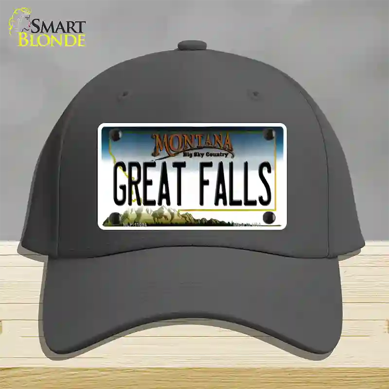 Great Falls Montana State Novelty License Plate Hat Cotton / Charcoal