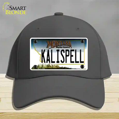 Kalispell Montana State Novelty License Plate Hat Cotton / Charcoal