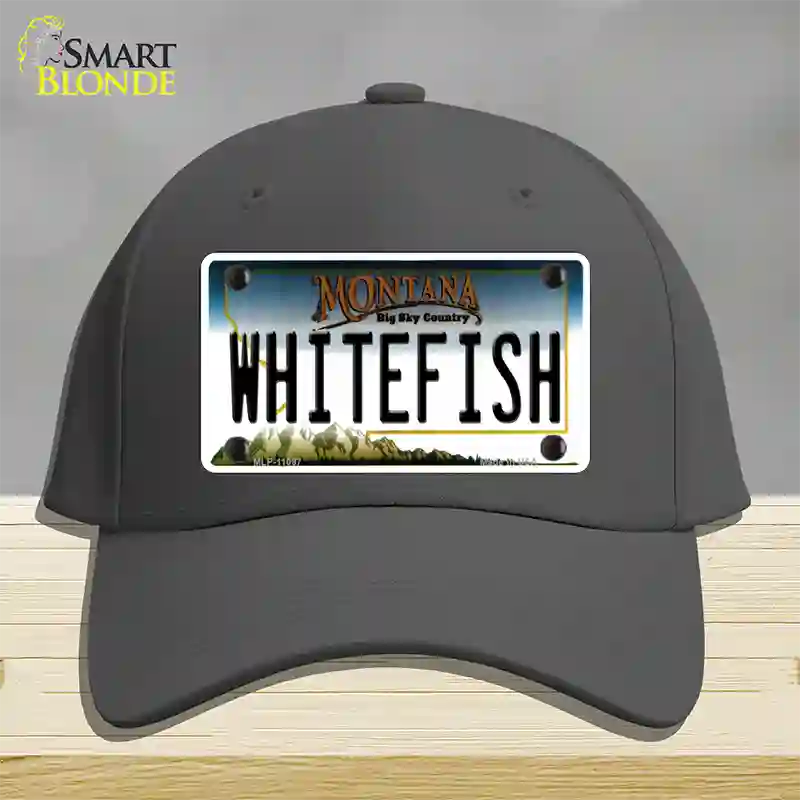 Whitefish Montana State Novelty License Plate Hat Cotton / Charcoal