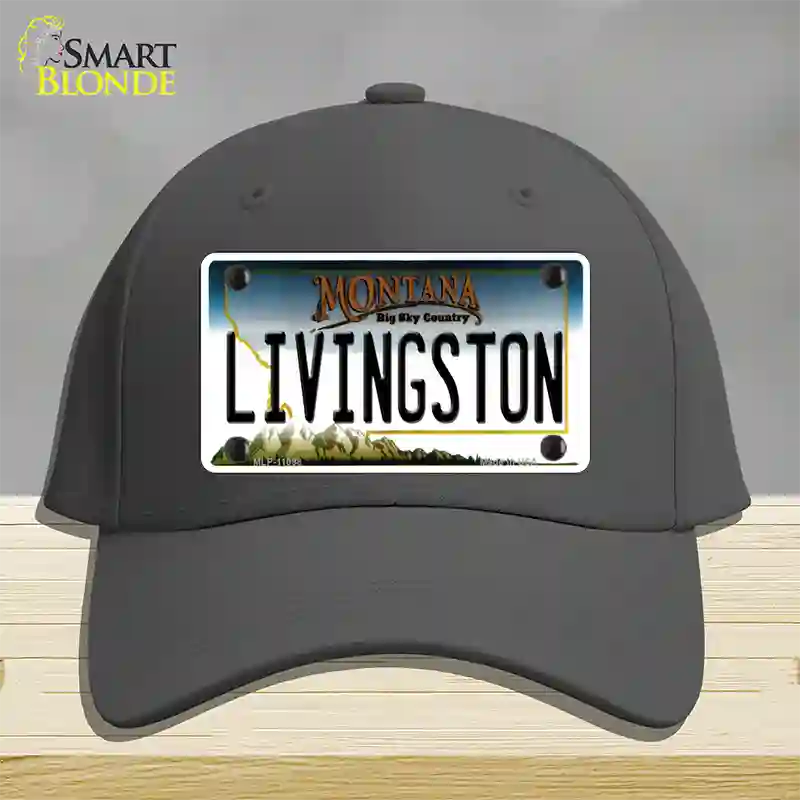 Livingston Montana State Novelty License Plate Hat Cotton / Charcoal