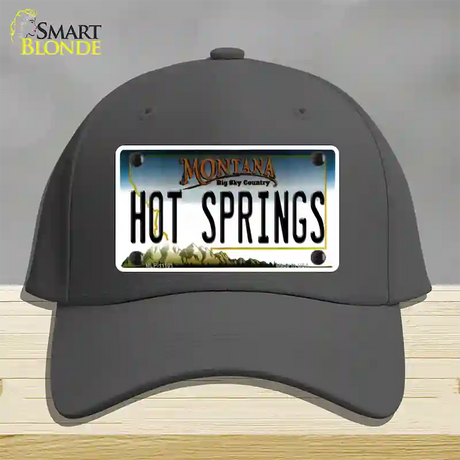 Hot Springs Montana State Novelty License Plate Hat Cotton / Charcoal