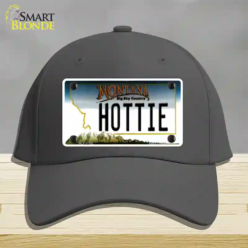 Hottie Montana State Novelty License Plate Hat Cotton / Charcoal