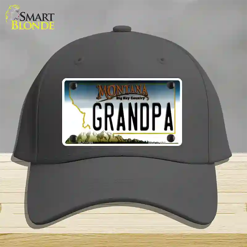 Grandpa Montana State Novelty License Plate Hat Cotton / Charcoal