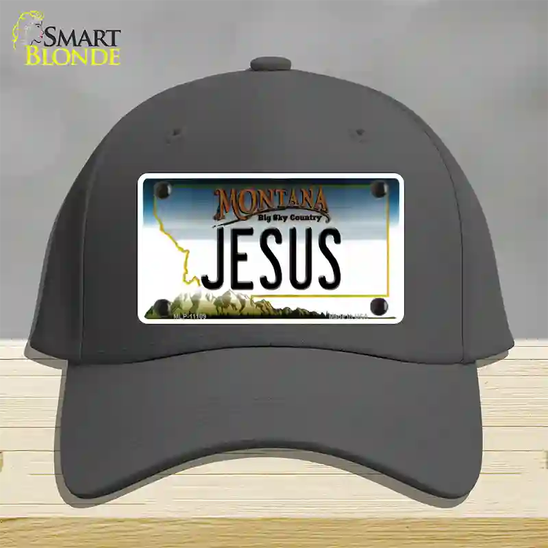 Jesus Montana State Novelty License Plate Hat Cotton / Charcoal