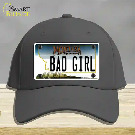 Bad Girl Montana State Novelty License Plate Hat Cotton / Charcoal