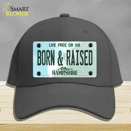 Born and Raised New Hampshire State Novelty License Plate Hat Cotton / Charcoal