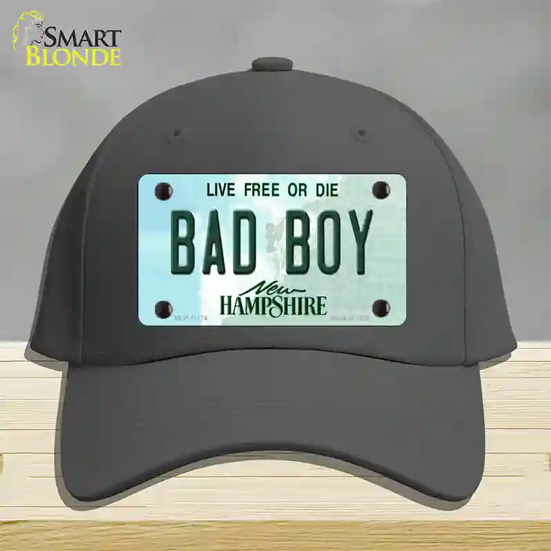 Bad Boy New Hampshire State Novelty License Plate Hat Cotton / Charcoal