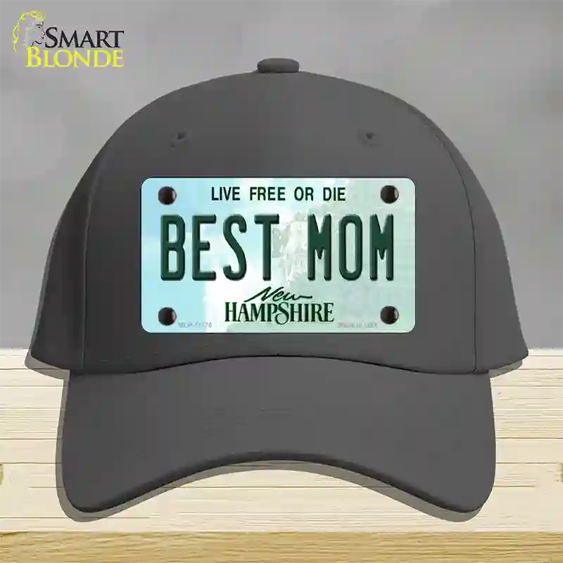 Best Mom New Hampshire State Novelty License Plate Hat Cotton / Charcoal