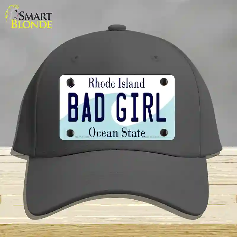 Bad Girl Rhode Island State Novelty License Plate Hat Cotton / Charcoal