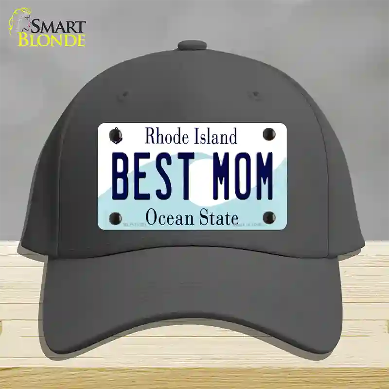 Best Mom Rhode Island State Novelty License Plate Hat Cotton / Charcoal