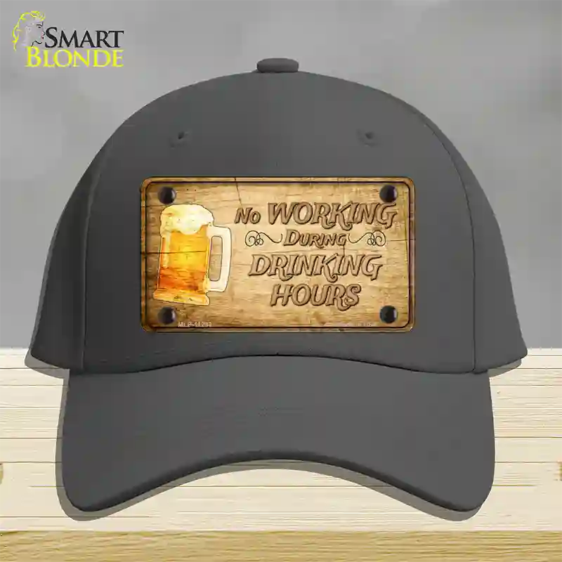 No Working During Drinking Hours Novelty License Plate Hat Cotton / Charcoal