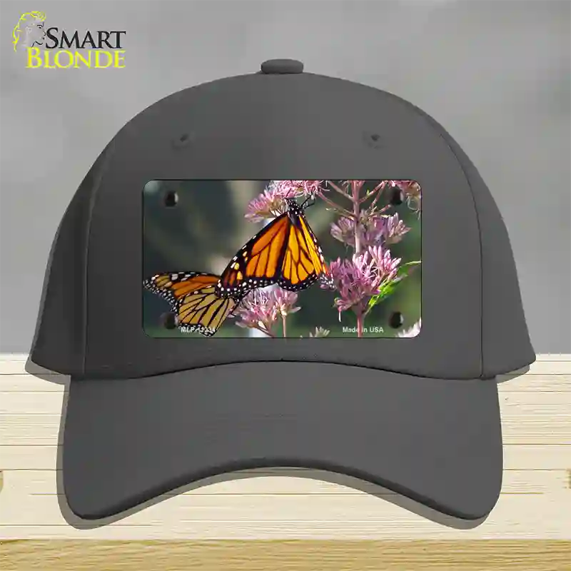 Butterfly Monarch On Flower Novelty License Plate Hat Cotton / Charcoal