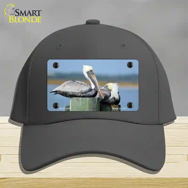 Pelican Two On Pier Novelty License Plate Hat Cotton / Charcoal