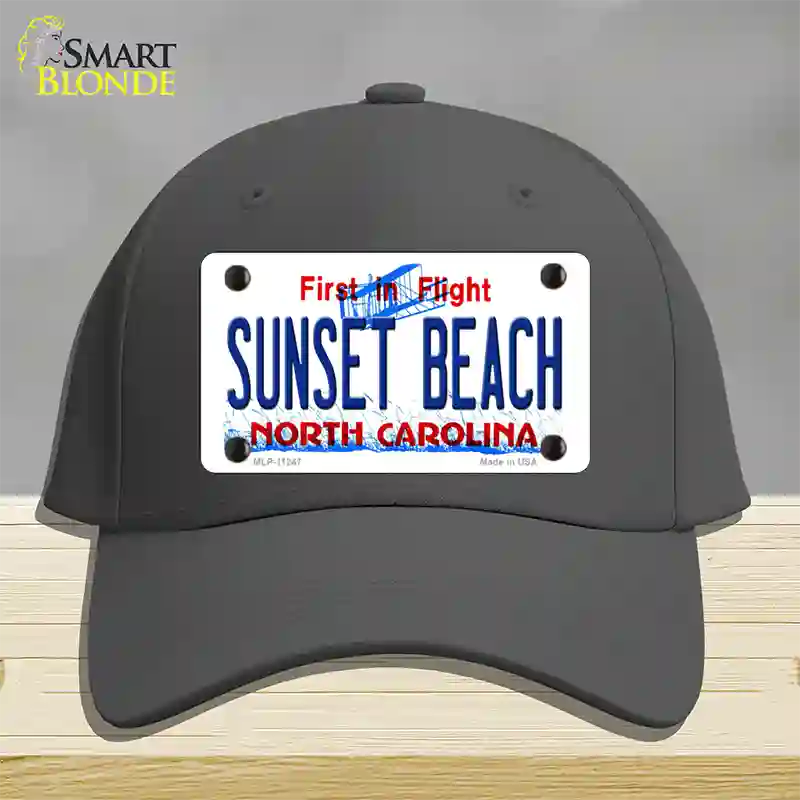 Sunset Beach North Carolina State Novelty License Plate Hat Cotton / Charcoal