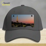 Eiffel Tower Night With River and Bridge Novelty License Plate Hat Cotton / Charcoal