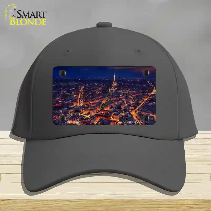 Paris At Night Eiffel Tower In Center Novelty License Plate Hat Cotton / Charcoal