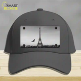 Eiffel Tower Black and White With Bird Novelty License Plate Hat Cotton / Charcoal