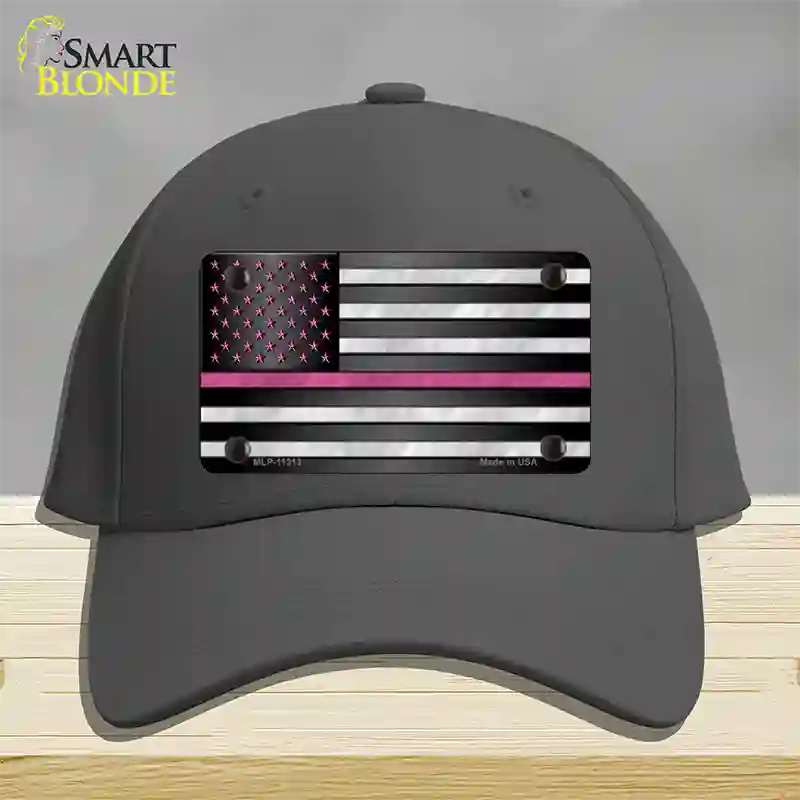 Thin Pink Line With Pink Stars Novelty License Plate Hat Cotton / Charcoal