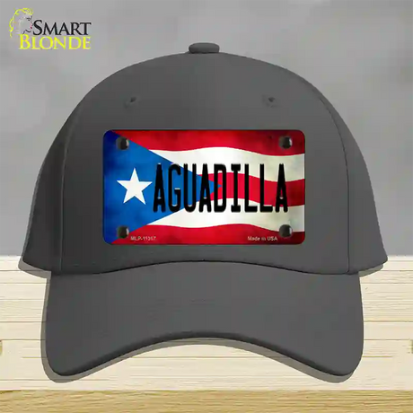 Aguadilla Puerto Rico Flag Novelty License Plate Hat Cotton / Charcoal