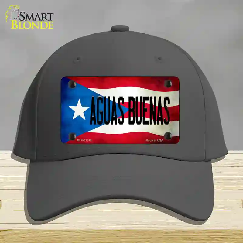 Aguas Buenas Puerto Rico Flag Novelty License Plate Hat Cotton / Charcoal