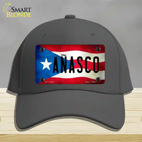 Anasco Puerto Rico Flag Novelty License Plate Hat Cotton / Charcoal