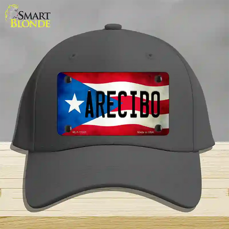 Arecibo Puerto Rico Flag Novelty License Plate Hat Cotton / Charcoal