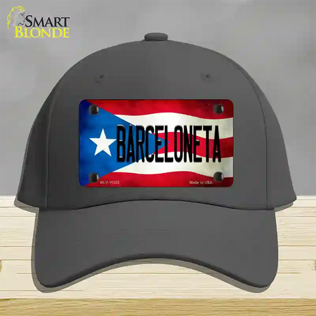 Barceloneta Puerto Rico Flag Novelty License Plate Hat Cotton / Charcoal