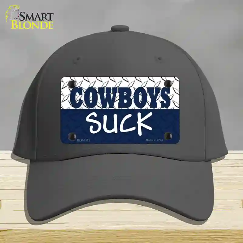 Cowboys Suck Novelty License Plate Hat Cotton / Charcoal