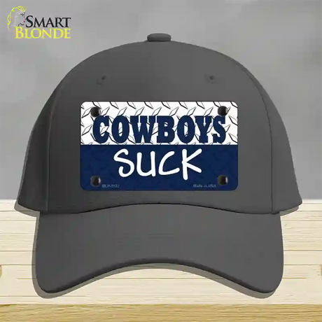 Cowboys Suck Novelty License Plate Hat Cotton / Charcoal