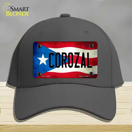 Corozal Puerto Rico Flag Novelty License Plate Hat Cotton / Charcoal