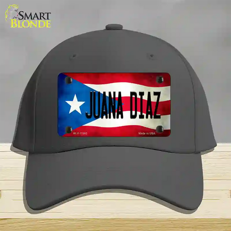 Juana Diaz Puerto Rico Flag Novelty License Plate Hat Cotton / Charcoal