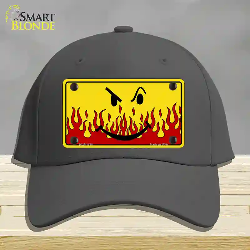 Smiley Flame Novelty License Plate Hat Cotton / Charcoal