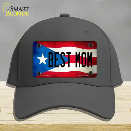 Best Mom Puerto Rico Flag Novelty License Plate Hat Cotton / Charcoal