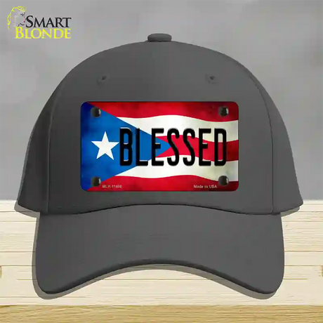 Blessed Puerto Rico Flag Novelty License Plate Hat Cotton / Charcoal