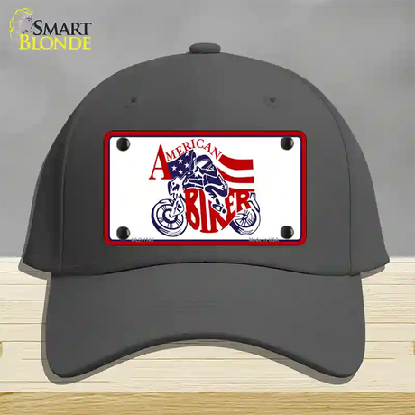 American Patriotic Biker Novelty License Plate Hat Cotton / Charcoal