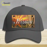 Arizona State Flag Overlay On Cactus Novelty License Plate Hat Cotton / Charcoal