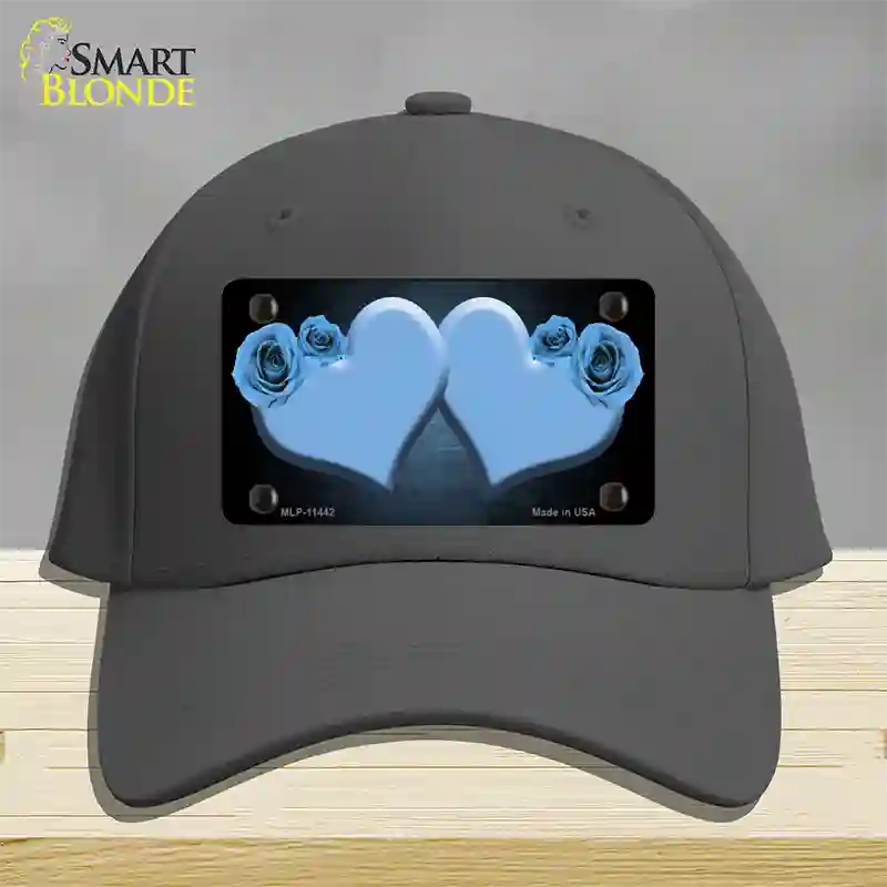 Hearts Over Roses In Light Blue Novelty License Plate Hat Cotton / Charcoal