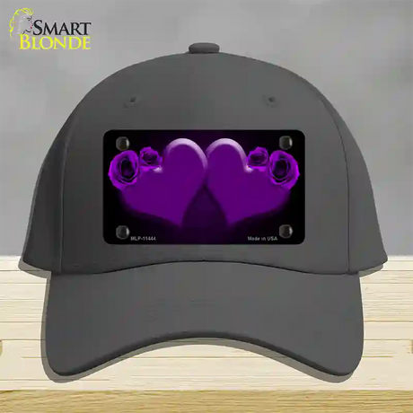 Hearts Over Roses In Purple Novelty License Plate Hat Cotton / Charcoal