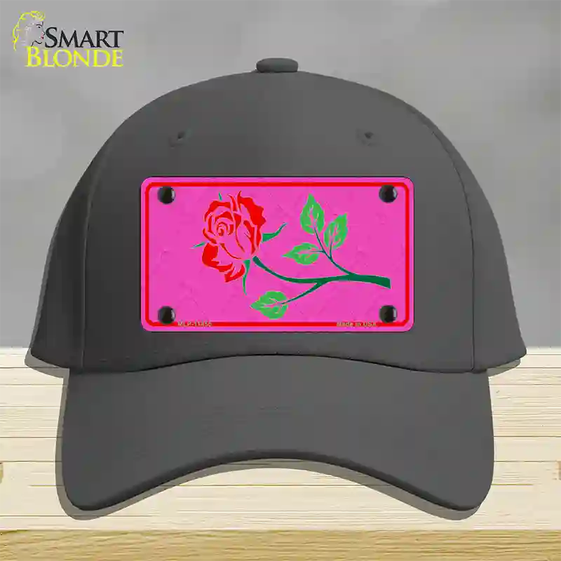 Illustrated Rose On Pink Chaise Lounge Novelty License Plate Hat Cotton / Charcoal