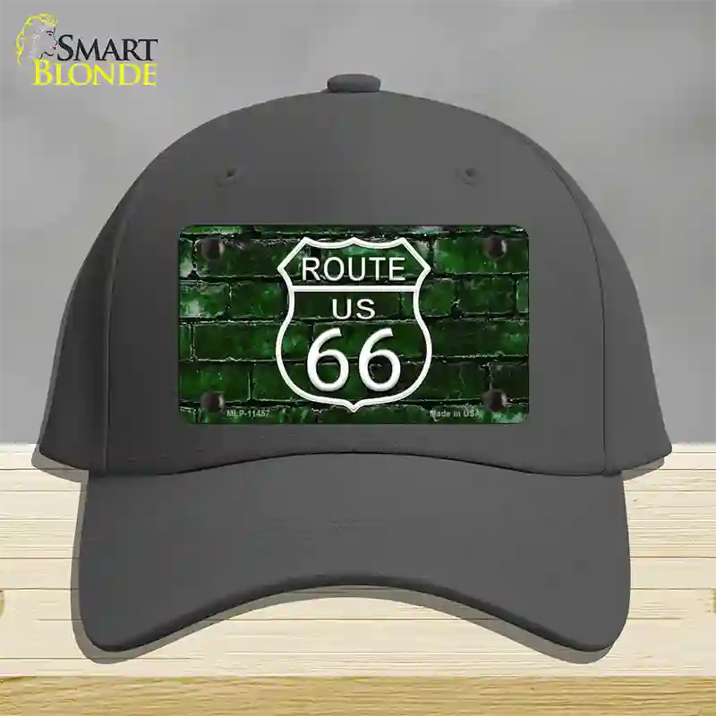 Route 66 Green Brick Wall Novelty License Plate Hat Cotton / Charcoal