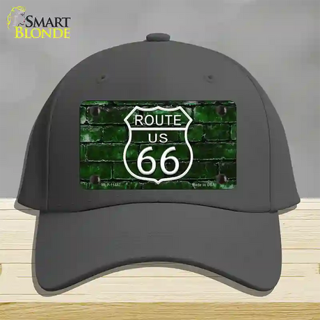 Route 66 Green Brick Wall Novelty License Plate Hat Cotton / Charcoal