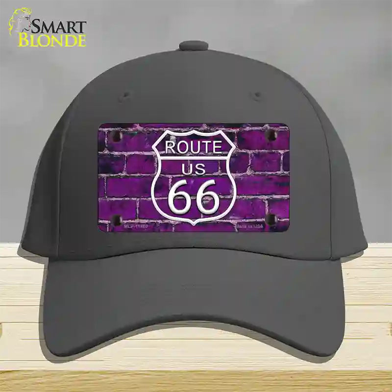 Route 66 Purple Brick Wall Novelty License Plate Hat Cotton / Charcoal