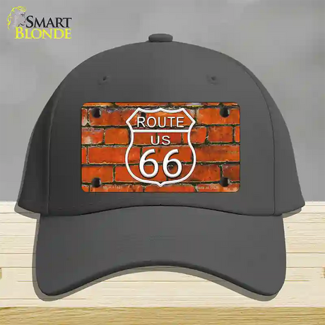 Route 66 Orange Brick Wall Novelty License Plate Hat Cotton / Charcoal