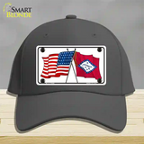 Arkansas Crossed US Flag Novelty License Plate Hat Cotton / Charcoal